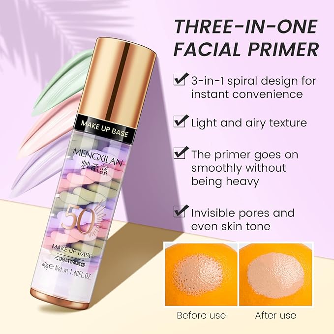 Ownest Pore Primer,Color Correcting Facial Serum,Face Makeup Primer Base,Isolation Cream,Invisible Pore,Moisturizing Essence Concealer Foundation-40G