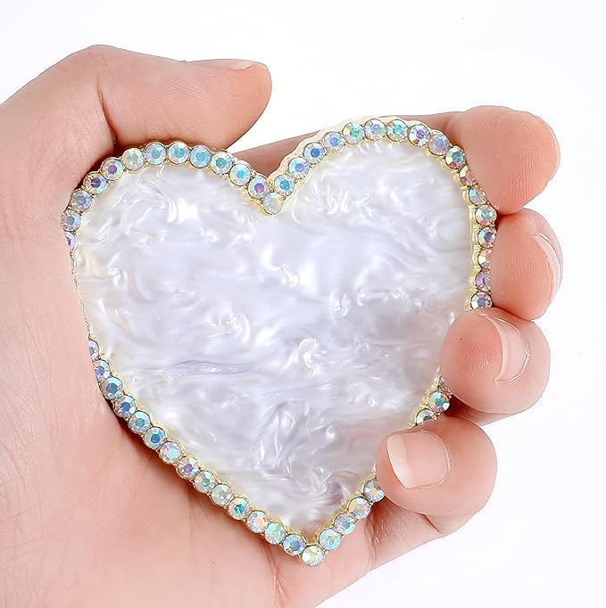 Resin Nail Art Palette Nail Painting Mixed Color Palette Gold Edge Nail Holder Display Board Heart Rhinestone DIY Makeup Pallet Polish Gel Color Mixing Tray Cosmetic Mixing Tools Valentine's Day