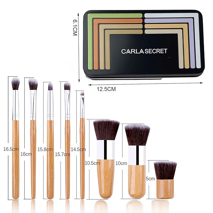 Color Correcting Concealer Palette, Contouring Foundation Creamy Contour Multi-Palette with 8 Makeup Brush Set for Foundation Powder Concealers Eyeshadows Blush Makeup, Vegan, Cruelty Free