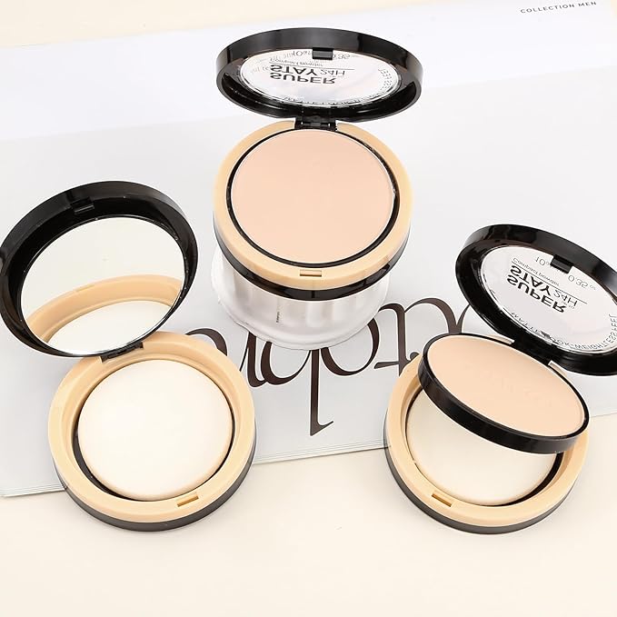 Boobeen Oil Control Face Pressed Setting Powder Compact, 24 Hour Long Lasting Translucent Setting Powder, Lightweight Matte Foundation Makeup for Conceal Pores and Lines With Puff and Mirror