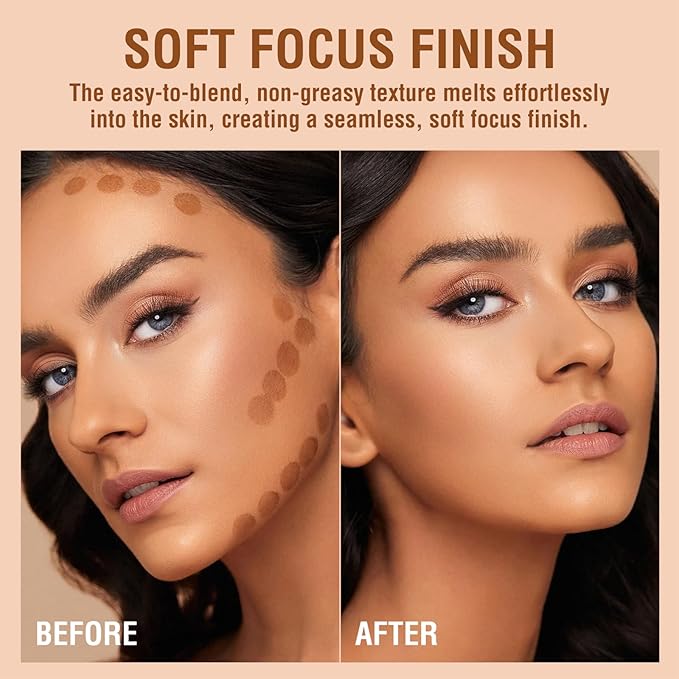 Natural Brown Liquid Contour Stick, Cream Contour Makeup, Long Lasting Silky Liquid Bronzer Face Concealer Matte Contouring with Cushion Applicator (101)