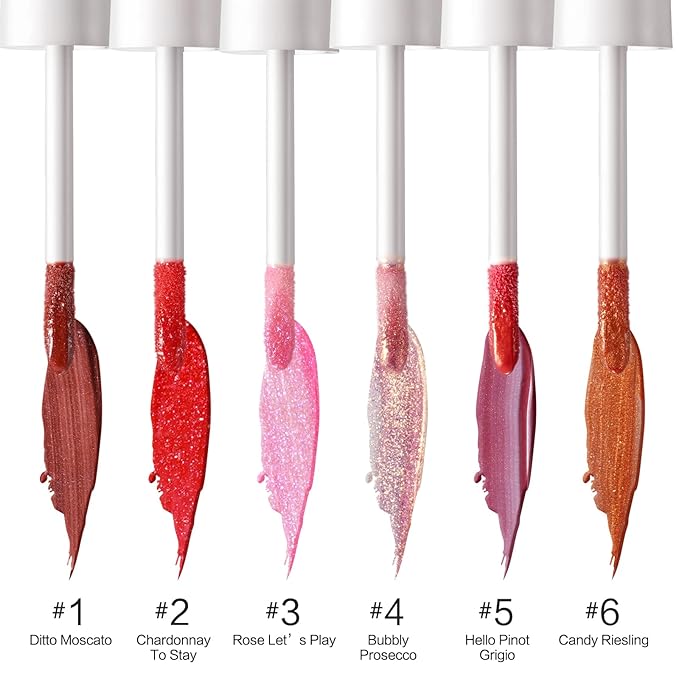 Wine Lip Tint 6 Colors, Waterproof Long Lasting Lip Stain, Non-stick Cup Lip Gloss, Light but Smart, Red and Wonderful, Lipstick Set, Fine Packaging