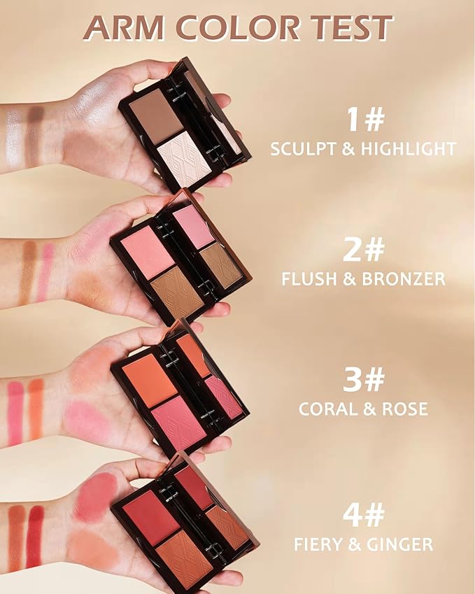 Face Contour Glitter Highlighter Powder Palette-2 in 1 Cruelty-Free Matte Bronzer Powder,Shimmer Illuminator Highlighters for a Glowing Look,Blendable Makeup Palette,Women's Day Gift for Women-01