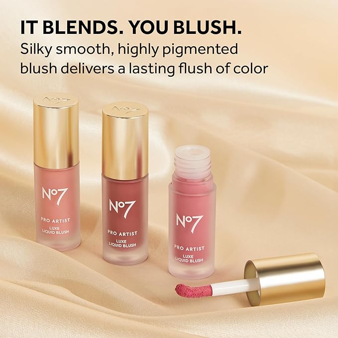 No7 Pro Artist Luxe Liquid Blush - Long-Lasting Liquid Blush for Cheeks with a Radiant, Soft-Glow Finish - Blendable & Radiant Face Makeup for a Healthy-Looking Glow - Coral Blush (0.20 fl oz)
