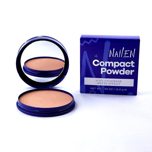 Nailen Compact Makeup Setting Powder Foundation with Matte Finish, Shine Control, Full Coverage - Ideal for All Skin Types & Poreless Smooth Face Look - Tone 4, (1 Count)
