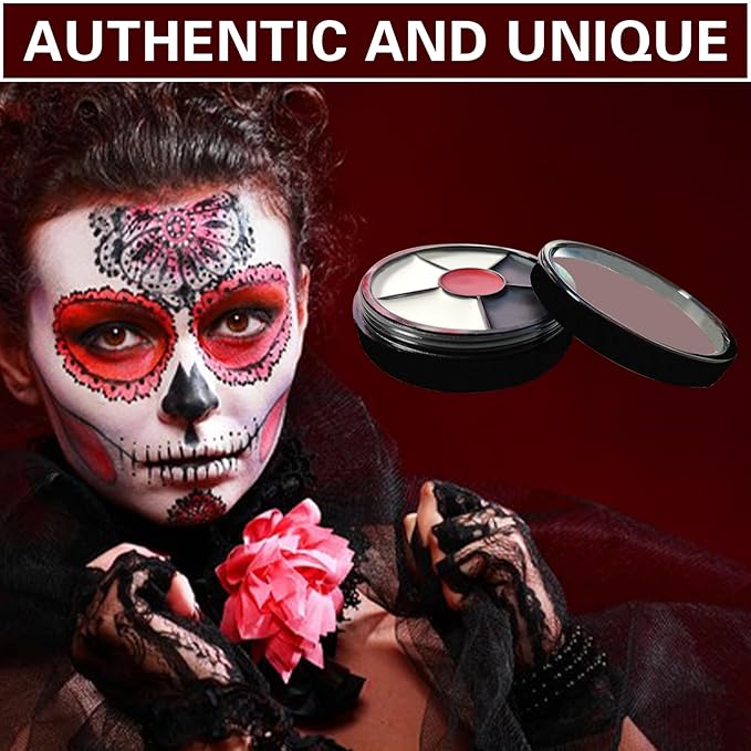 Clown Makeup Kit - Black White Red Face Body Paint Palette for Halloween, SFX, Joker, Zombie, Cosplay, Vampire