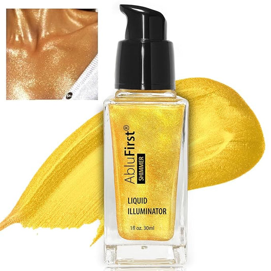 Liquid Illuminator Body Oil Glitter Waterproof 30ml Gold Glotion Highlighter Makeup Face Luminizer Moisturizing Light Shimmering Glow Non-sticky Long-lasting