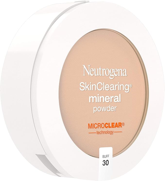 Neutrogena SkinClearing Mineral Acne-Concealing Pressed Powder Compact, Shine-Free & Oil-Absorbing Makeup with Salicylic Acid to Cover, Treat & Prevent Acne Breakouts, Buff 30, .38 oz