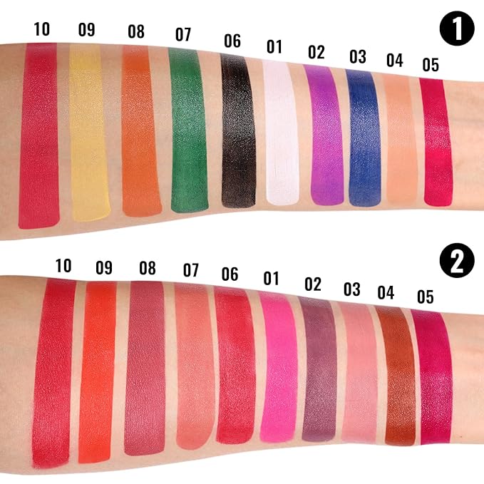 BOBISUKA Cream Lip Color Palette, High Impact 10 Halloween Colors Matte Lipstick Makeup Palette, Moisturizing Waterproof Creamy Formula Lipstick - Halloween