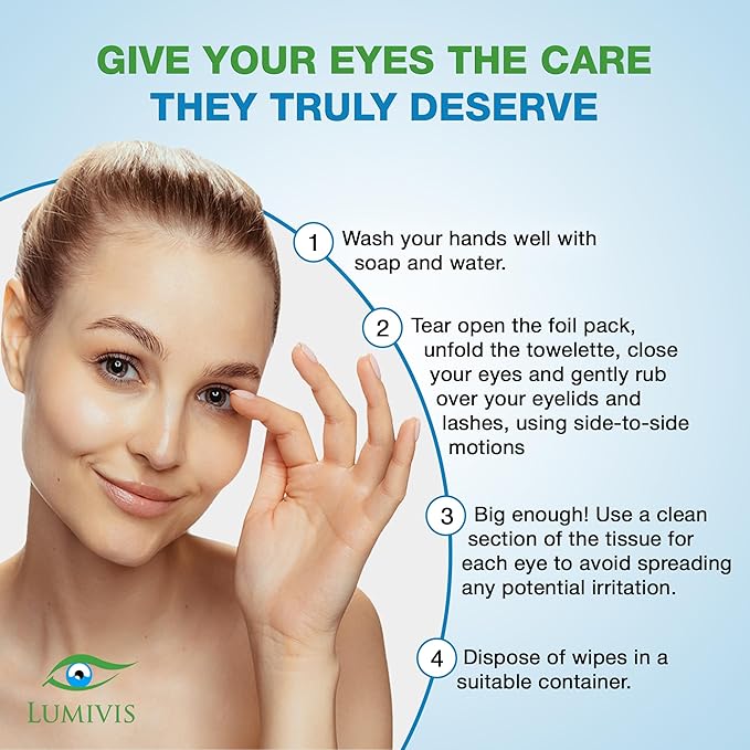 Tea Tree Oil Eyelid Wipes – 144 Individually Wrapped Pads for Daily Eye Cleansing, Makeup Removal & Eyelid Hygiene – Gentle, Soothing, Natural Formula