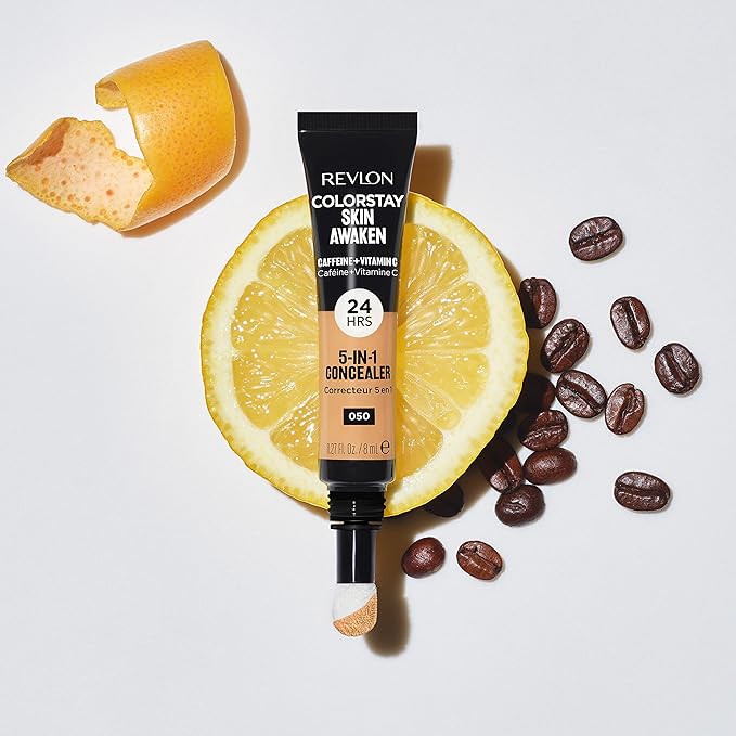 Revlon ColorStay Skin Awaken 5-in-1 Concealer, Lightweight, Creamy Longlasting Face Makeup with Caffeine & Vitamin C, For Imperfections, Dark Circles & Redness, 045 Honey, 0.27 Fl Oz