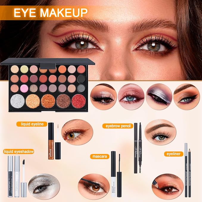 Professional Makeup Kit,Makeup kit For Girls, Makeup Set For Women Eyeshadow Palettes, Lip Colors, Makeup brush set,Makeup bag (Pink)