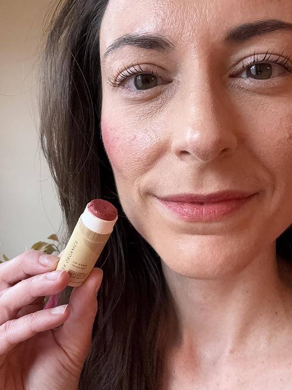 Organic Lip Stain | Vegan + Cruelty Free | Long Lasting, Toxic Free | 2 Colors "Fig" or "Pomegranate, .30 oz (Pomegranate), River Organics Zero Waste Makeup