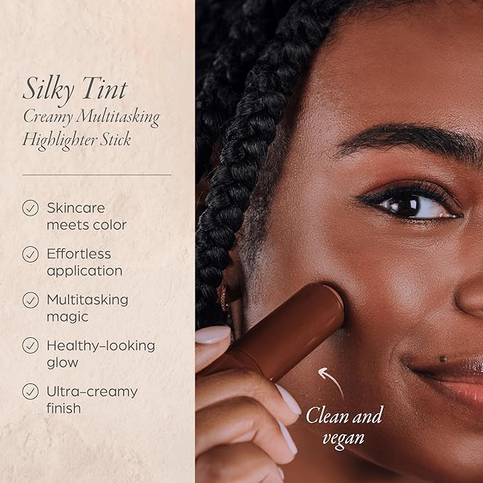 PÜR Silky Tint Creamy Multitasking Bronzer Stick with Peptides, Cocoa Babe - Bronzing Stick with Natural, Healthy-Looking Glow & Ultra-Creamy Finish - Professional Makeup