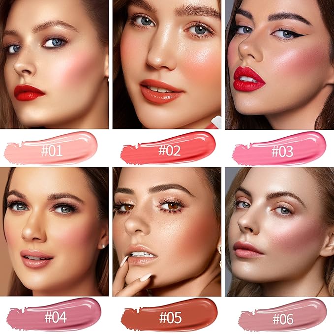 POPMISOLER Liquid Blush for Cheeks, Natural Matte Blush Wand with Cushion Applicator Long-wearing Soft Cream Blush Stick for Cheeks and Lips Blendable Stick Blush Makeup Liquid Cheek Blush, Peach Pink