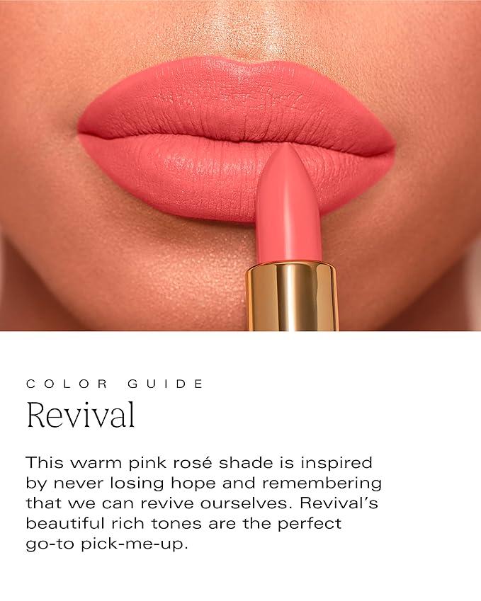 by Patricia De León | High Powered Lipstick (Revival) | Intensely Colored Rosé Matte Finish Lipsticks | Long Lasting Hydrating Formula, Creamy Texture for Weightless Coverage | Vegan | Cruelty-Free | .14 oz