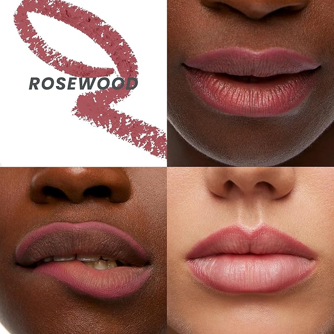 Wonderskin Lip Liner Pencil (Rosewood) - 360 Contour Lipliner, Long Lasting, Sharpenable, Waterproof and Transfer-Proof with Clear Glitter Lip Gloss, Hydrating and High Shine Finish