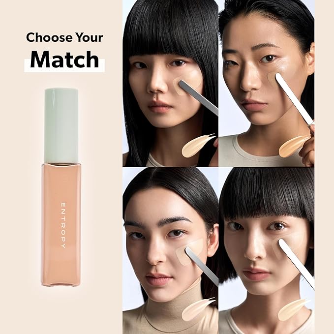 ENTROPY MAKEUP Organza Fit Spatula Foundation, Sheer to Medium Coverage, Built-In Spatula Applicator, Natural Finish, Flawless Skin, Long-Lasting Ultra Lightweight, Korean Makeup, #22.8