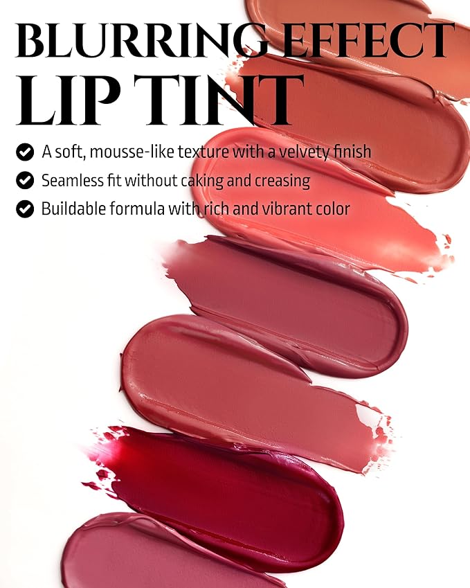 HEVVYMAKEUP Blurring Effect Lip Tint(Moody) - Airy Velvet Matte Lips - Vegan, Longwear, Vibrant, Buildable Creamy Soft Texture - Korean Lip Makeup, Dear Sorbet, 0.13 fl.oz.