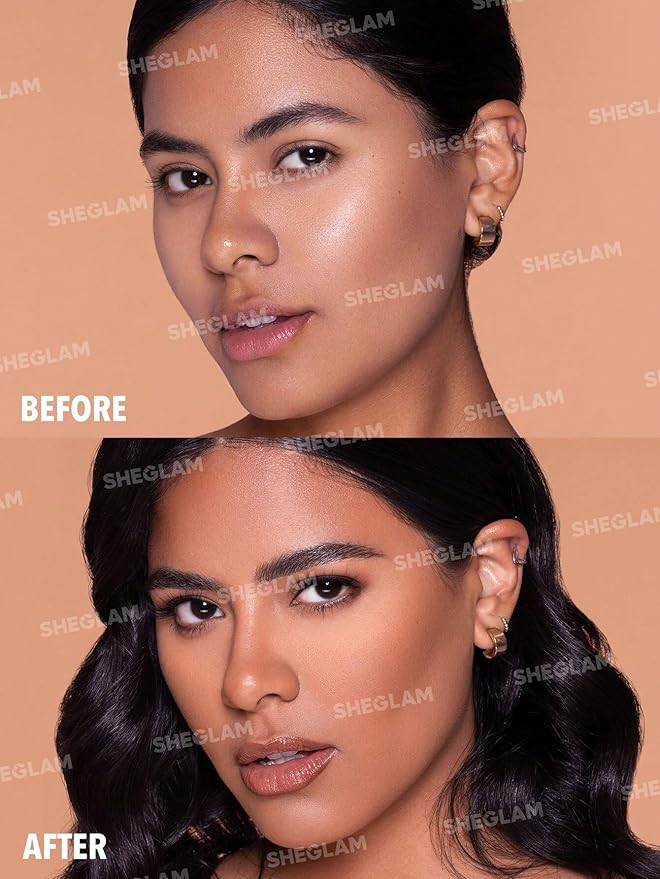 SHEGLAM Sunside Bronzer Powder Contour Long Wear Evenly Pigmented Neutral Warm Tone Sculpting Natural Matte Contour & Bronzer Face Makeup-Sunset Walk