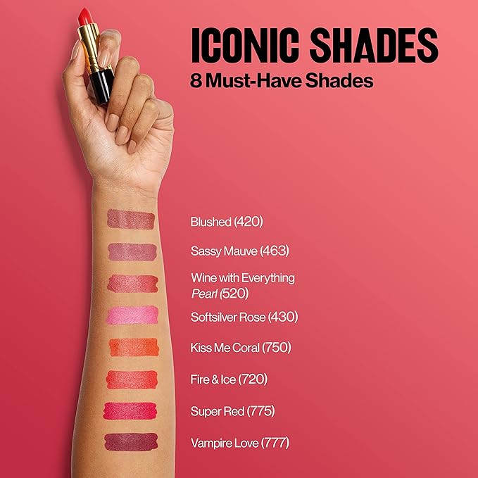 Revlon Super Lustrous Lipstick, Creamy Formula For Soft, Fuller-Looking Lips, Moisturized Feel, 654 Ravish Me Red, 0.15 oz