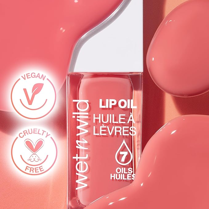 wet n wild Lip Oil - Lightweight, Non-Sticky, Hydrating & Nourishing Formula with 7 Conditioning Oils, Vegan & Cruelty-Free - Fuzzy Pillow