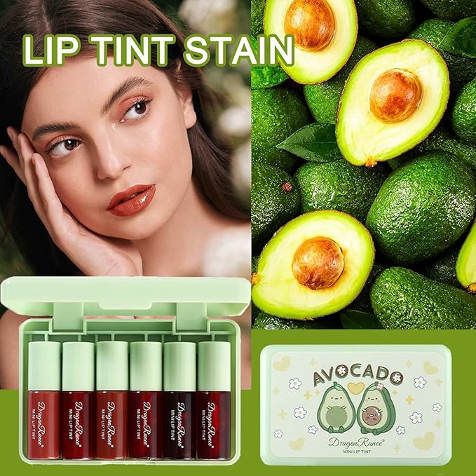 6 Colors Lip Tint Stain Set,Korean Velvet Water Lip Tint,Natural Lip and Cheek Tint, Long lasting Non-Stick Cup Waterproof