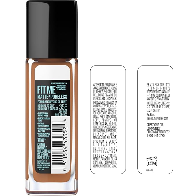 Maybelline Fit Me Matte + Poreless Liquid Oil-Free Foundation Makeup, Deep Golden, 1 Count (Packaging May Vary)