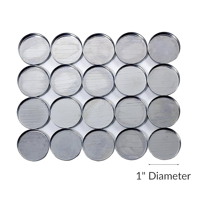 Round Empty Metal Pans for Makeup - 1" inch Diameter (20 pack) For Magnetic Palettes