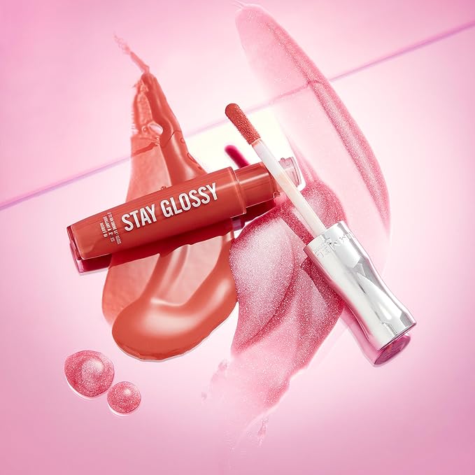 Rimmel Stay Glossy Lip Gloss - Non-Sticky and Lightweight Formula for Lip Color and Shine - 815 Halo-There, .18oz