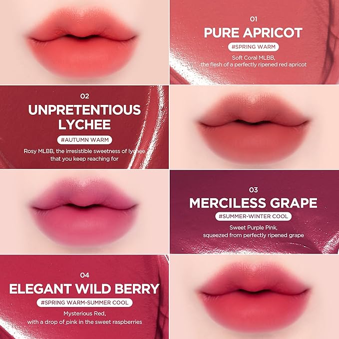 lilybyred Mood Liar Velvet Tint | Korean Moody Matte Lip Stain, Creamy Velvet Texture, Blurring Soft-Focus Effect, Highly Pigmented, Smudge-Proof, Long-Lasting, 0.14 oz. (04 Elegant Wild Berry)