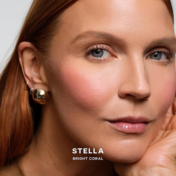 Saie SuperSuede Baked Blush - Talc-Free Powder Blush for All Day Wear - Enriched with Plant-Derived Squalane + Glycerin to Help Moisturize Dry Skin - Stella (.01 Ounce)