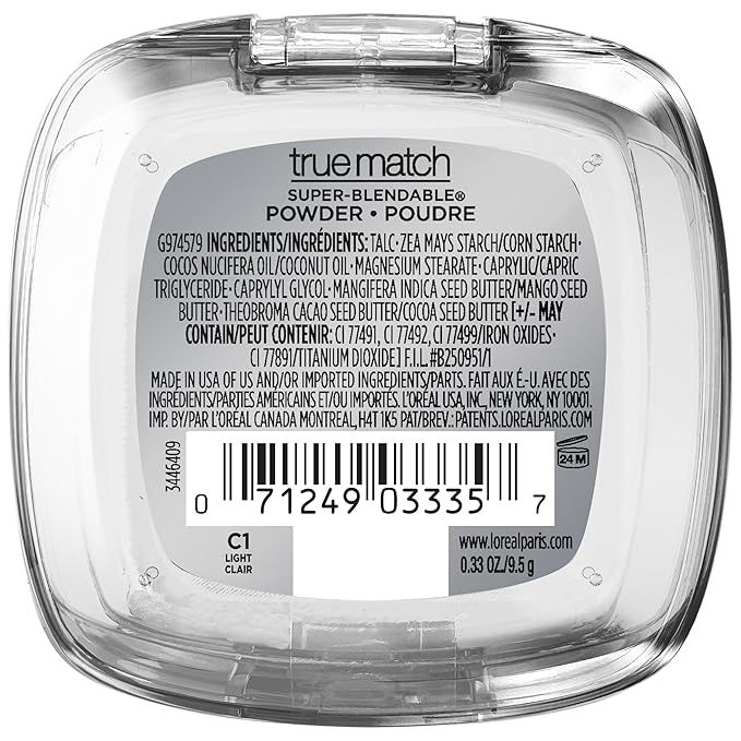 L'Oreal Paris True Match Super Blendable Oil Free Powder Foundation, C1 Light, 0.33 oz, Packaging May Vary