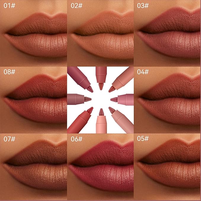 Lip Liner Pencil, Long Lasting Waterproof Creamy Lip Liner Pencil with Sharppens, Non-Fade, Non-Dry, High Pigmented, UP TO 12 HOURS, Professional Lip Makeup Matte Lip Liner Pencil for Women (06# FALL INTO)
