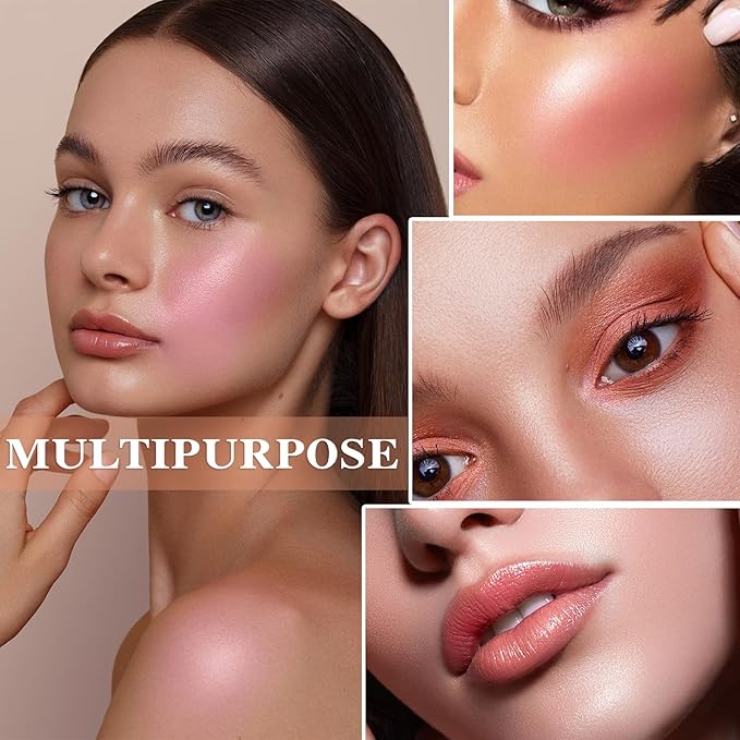 Cream Blush Stick,Waterproof Multi Makeup Cream Stick,Lightweight,Long-lasting,Easy To Use,2 in 4 Multi Blush for Cheeks & Lip Tint & Eyeshadow Makeup,Suitable for All Skin D
