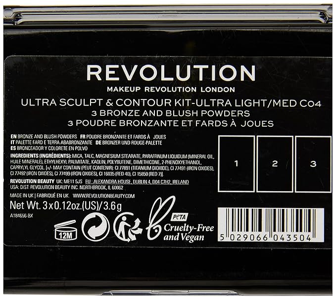 Makeup Revolution Ultra Sculpt and Contour Kit Ultra Light/Med C04, Mixed, 10.8 g (Pack of 1)