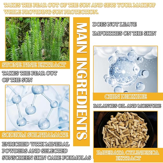 2P Mineral Sunscreen Setting Powder Makeup,SPF 50+ PA++++,Lightweight Breathable Translucent Brush Powder for All Skin,Matte Long Lasting Oil Control Concealer