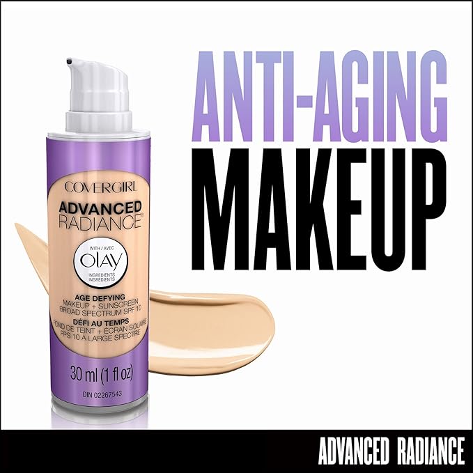 COVERGIRL Advanced Radiance Age Defying Foundation Makeup Medium Light, 1 oz (packaging may vary)