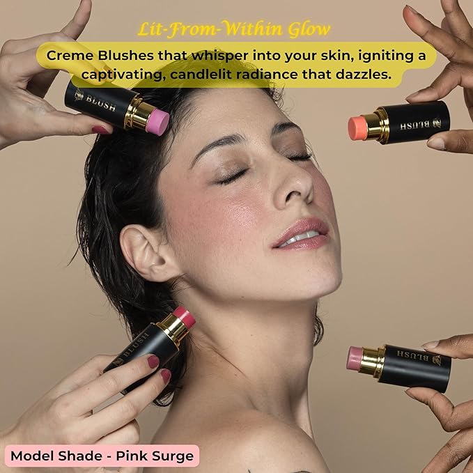 Cream Blush Stick – Buildable & Pigmented for Cheeks, Lips & Eyes – Hydrating w. Shea Butter, Vitamin E, Hyaluronic Acid & Squalane, Multi-Purpose, Fuchsia (Pink Surge, Regular)