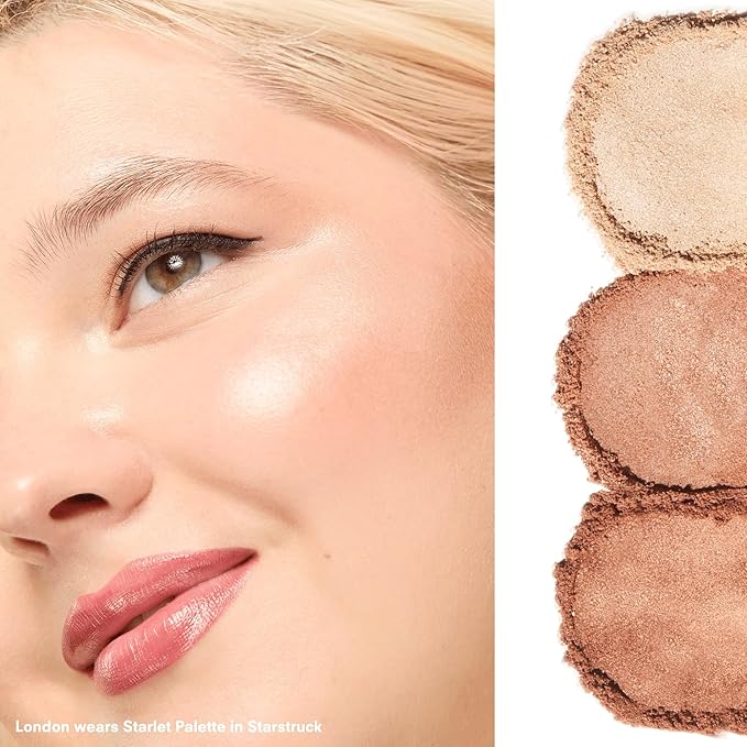 Makeup Highlighter Palette Trio (Starstruck) by Gerard Cosmetics, Vegan Powder Highlighter Makeup Palette with Three Luminous Shades, Cruelty Free and Made in the USA