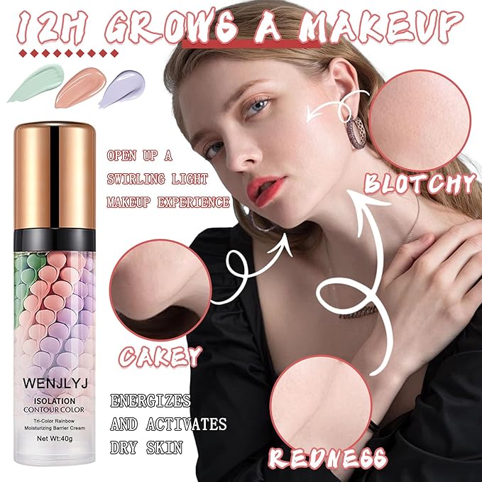 One Step Color Corrector,Isolation Cream,Moisturizing Concealer Foundation,Invisible Pore Makeup Primer,Oil Control Color Correcting for Women