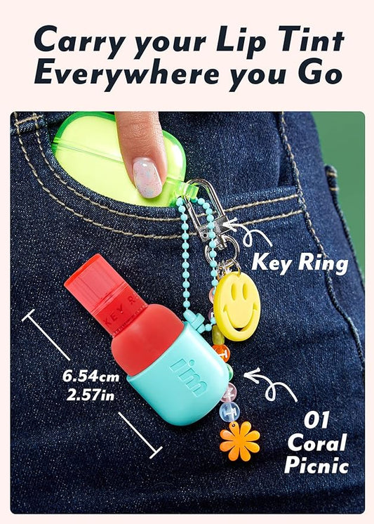 I'm Meme Water Gel Tint - Color Key Ring | Gift, Highly-pigmented, Long Lasting, Travel-Friendly, Lip Stain, 01 Coral Picnic, 0.09 Oz