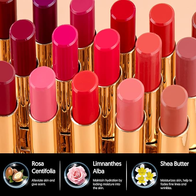 MAKI YIKA Moisture Purple Lipstick for Women Hydrate Lip Gloss for Dry Cracked Lips Weightless Glossy Lip Color Juicy Finish,MA068 Rose Love
