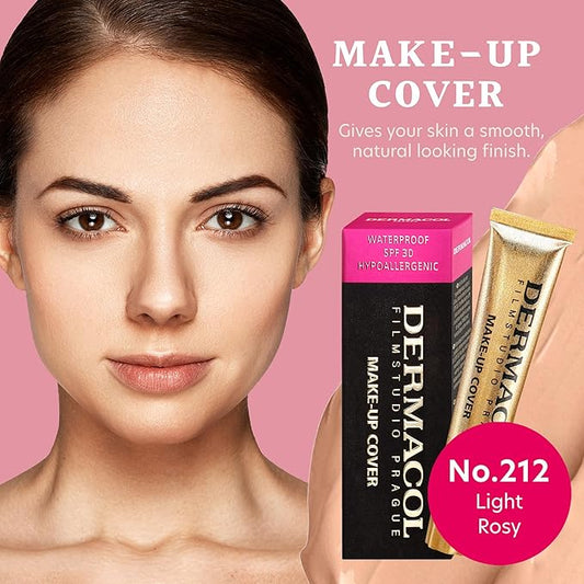 Dermacol Mini Full Coverage Foundation 13g, Liquid Matte Makeup with SPF 30, Waterproof Foundation for Oily Skin, Acne, & Under Eye Bags, Long-Lasting Makeup Products Shade - 212