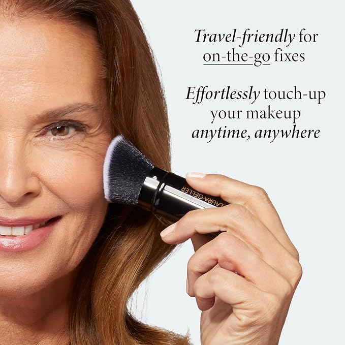 LAURA GELLER NEW YORK Matte Baked Starter Kit - Full Coverage: Double Take Powder Foundation, Deep and Best of the Best Face Palette and Retractable Angled Kabuki Brush