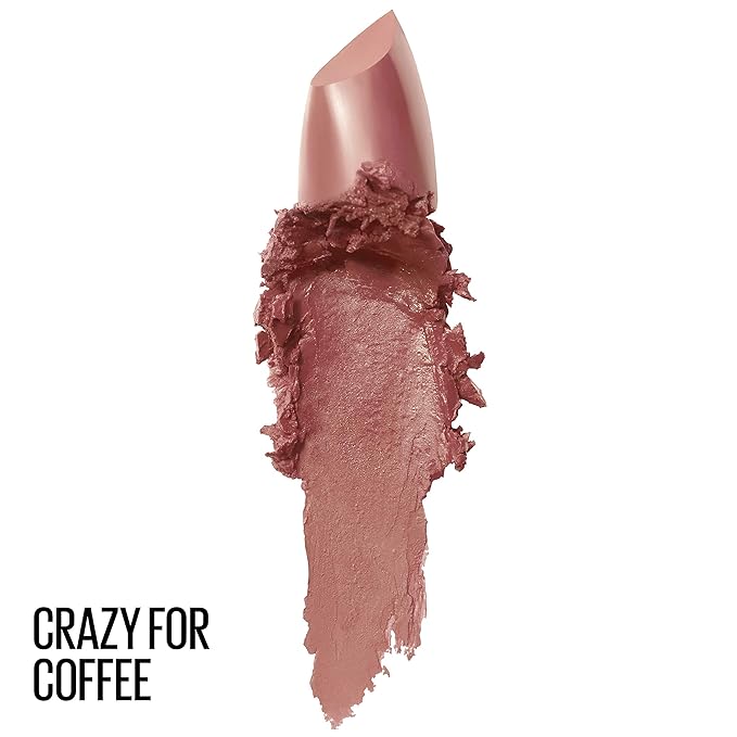 Maybelline Color Sensational Lipstick, Lip Makeup, Cream Finish, Hydrating Lipstick, Crazy for Coffee, Nude Pink ,1 Count