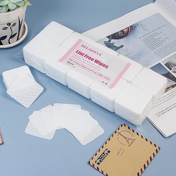 1000 PCS Lint Free Nail Wipes,Eyelash Extension Glue Wipes,Super Absorbent Soft Non-woven Fabric Adhesive Nail Polish Remover Wipe,Cleaning Pad Cloth for Lash Extension Supplies and Nail Polish Bottle