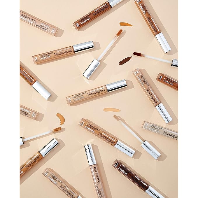Neutrogena Healthy Skin Radiant Brightening Cream with Peptides & Vitamin E Antioxidant, Lightweight Perfecting Concealer Cream, Non-Comedogenic, Almond Medium 02 with warm undertones, 0.24 oz