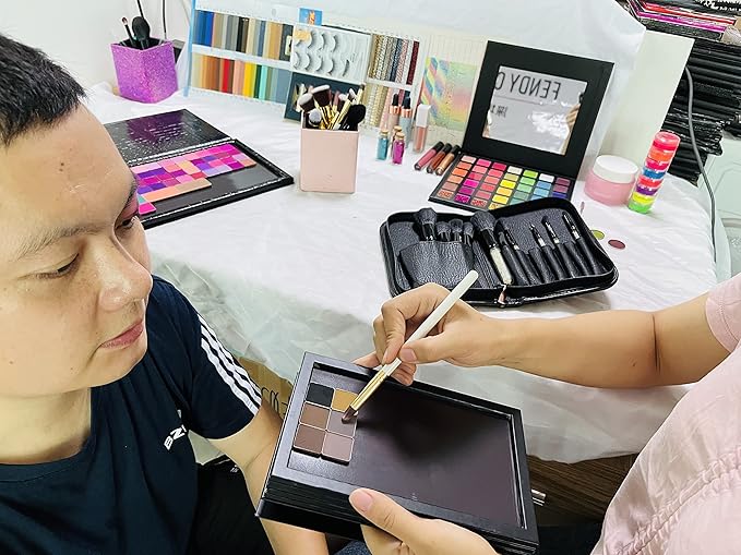 Strong 4 layers Empty magnetic palette book palette+1pcs Makeup Depotting Spatula+50pcs Round Metal Stickers+50pcs Square Metal Stickers