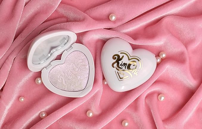 KimChi Chic Pearl Gone Wild Highlighter - Pressed Shimmer Powder for Face & Body, Iridescent Glow, with Mirror, Cruelty Free, Hope Blue Iridescent 0.32oz